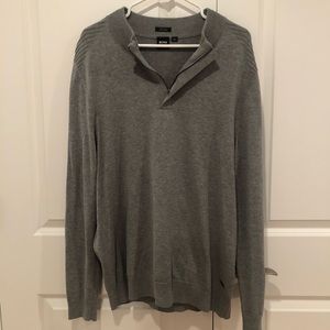 EUC Hugo Boss Gray quarter-zip pullover sweater-XL